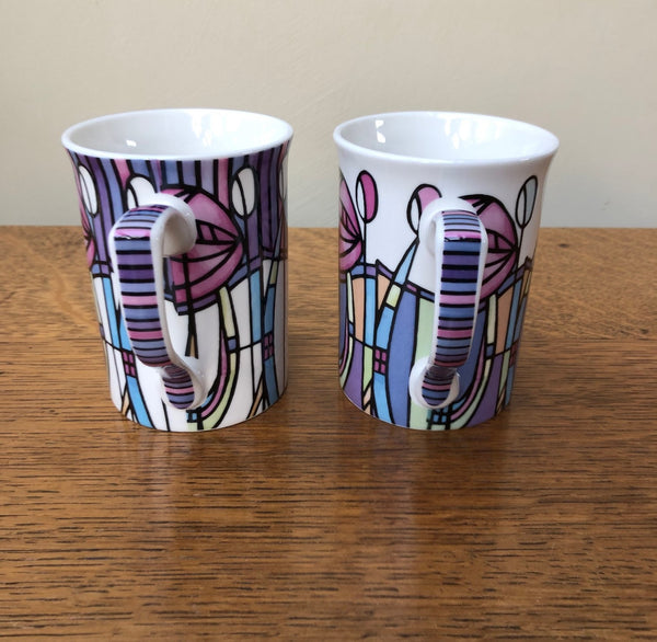 Set of 2 Charles Rennie Mackintosh Fine China Mugs