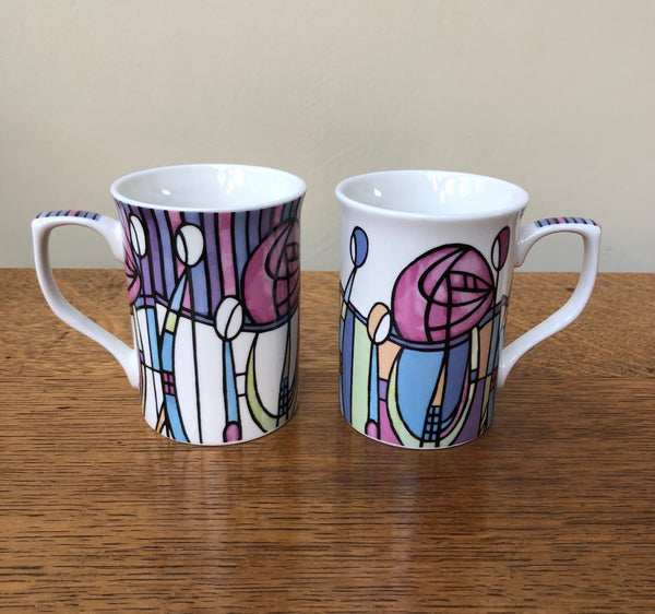 Set of 2 Charles Rennie Mackintosh Fine China Mugs
