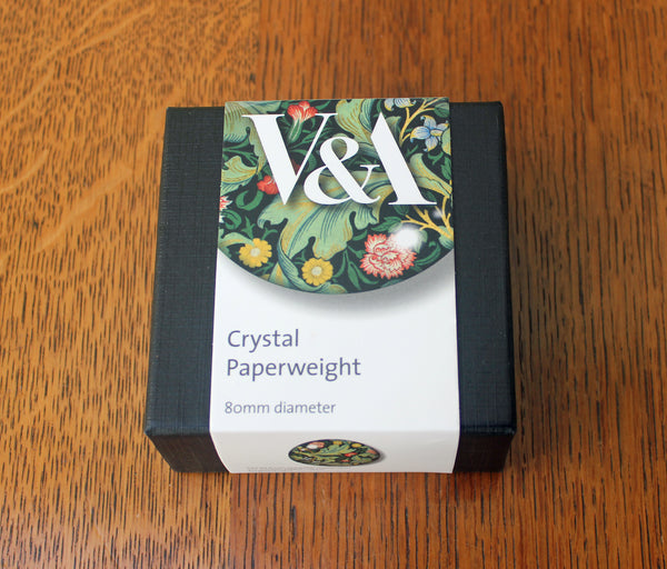 V & A Leicester Crystal Paperweight in Gift Box
