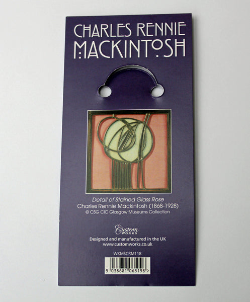 Charles Rennie Mackintosh Pink Rose Metal Key Ring