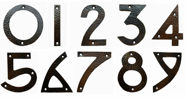 Arts & Crafts Style Copper House Number '3'