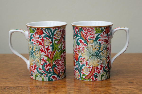 Set of 2 Golden Lily Fine China Mugs