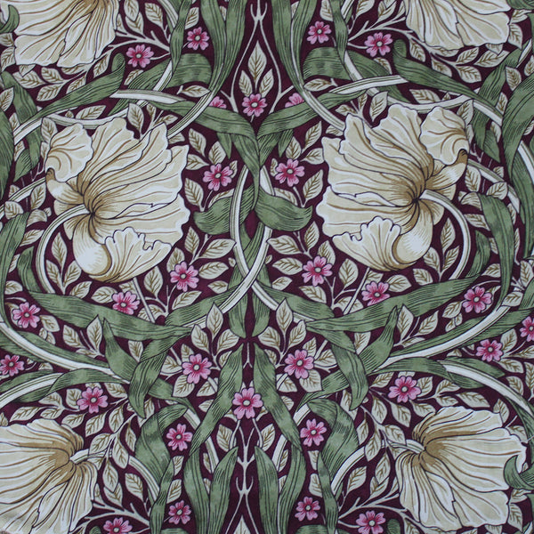 <p>Pair of lined curtains in William Pimpernel Aubergine design measuring 190 cm x 137 cm. Made from Morris & Co. Sanderson fabric.</p>