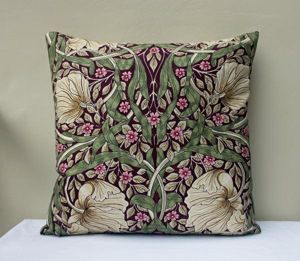William Morris Pimpernel Aubergine Cushion: Morris & Co fabric