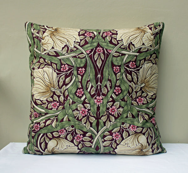 William Morris Pimpernel Aubergine Cushion Cover: Morris & Co fabric