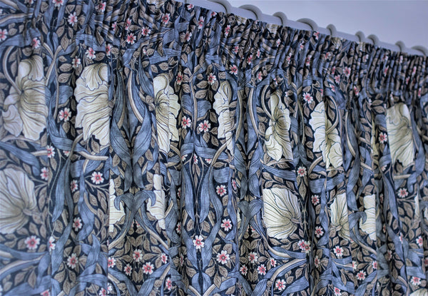 Pair of William Morris Pimpernel Blue Lined Curtains in 3 lengths