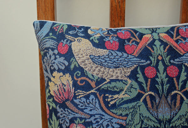 William Morris Strawberry Thief Blue Tapestry Cushion 13"