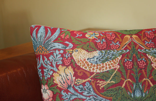 William Morris Strawberry Thief Red Tapestry Cushion 18"