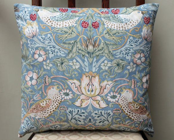 <p>Cotton cushion cover in William Morris Strawberry Thief slate print. Morris & Co by Sanderson fabric.</p>