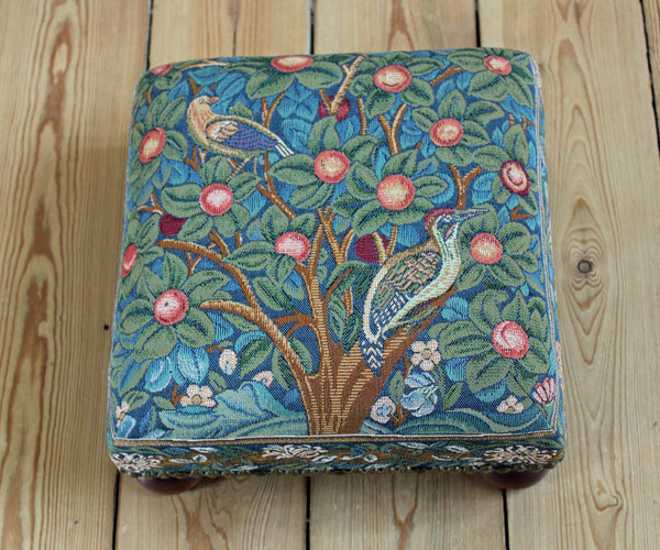 William Morris Woodpecker Tapestry Footstool
