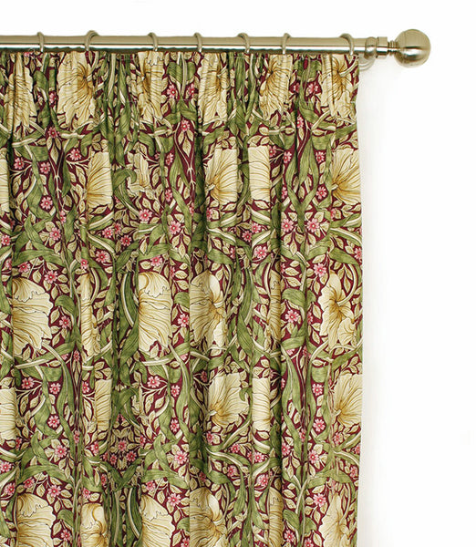 Pair of Pimpernel Aubergine Lined Curtains in 3 lengths - Morris & Co. fabric