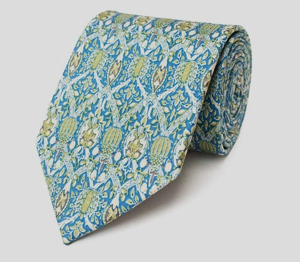 Fox & Chave William Morris Broche Blue Silk Tie