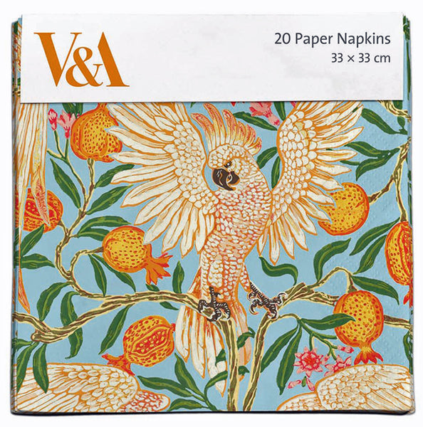 V & A Museum Cockatoo & Pomegranate 20 Paper Napkins 3 Ply