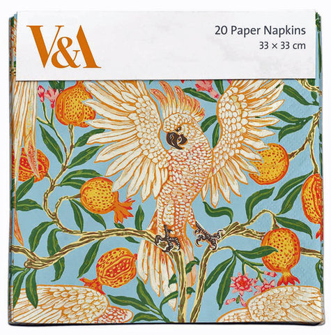V & A Museum Cockatoo & Pomegranate 20 Paper Napkins 3 Ply