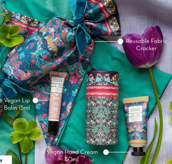 William Morris at Home Bird & Yare Use & Reuse Fabric Cracker Hand & Lip Gift Set