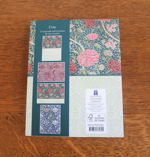William Morris Cray Writing Gift Set: 12 Notecards, 2 Pens, Stationery Set