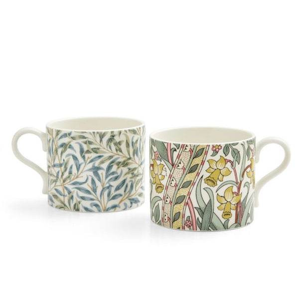 Spode Morris & Co Daffodil and Willow Bough Porcelain Mugs, Set of 2 in a Gift Box