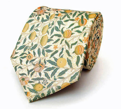 Fox and Chave William Morris Cream Fruit Silk Tie