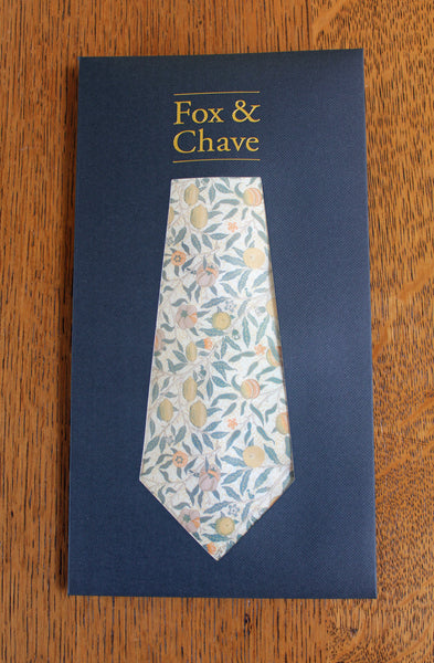 Fox and Chave William Morris Cream Fruit Silk Tie