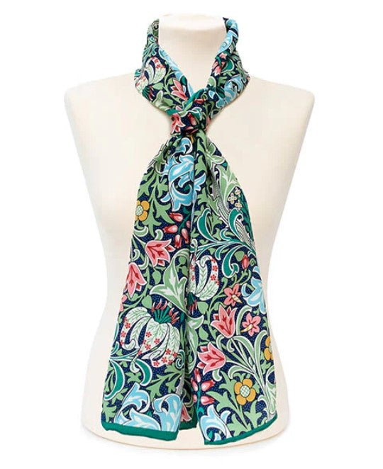 Fox & Chave William Morris Golden Lily Green Silk Scarf