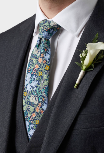 Fox & Chave Morris Golden Lily Silk Tie