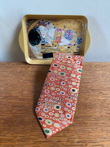 Fox & Chave Gustav Klimt Red Silk Tie