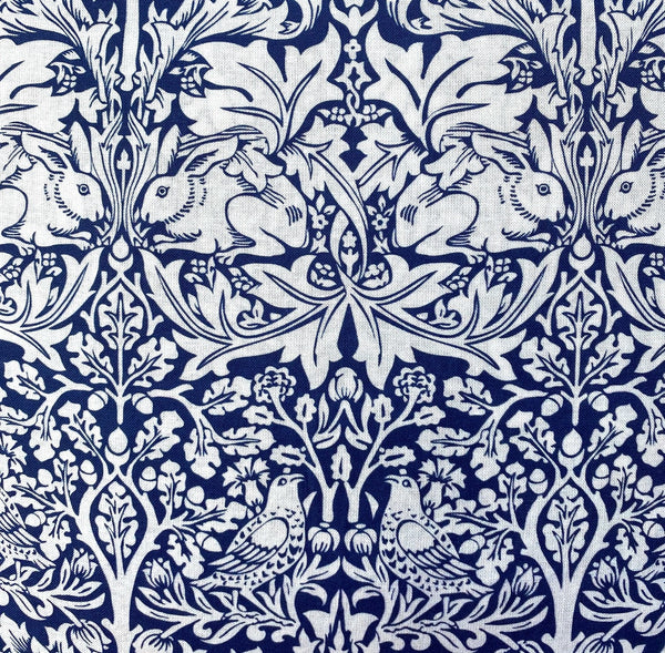 William Morris Brother Rabbit Blue Piped Edge Cushion Cover