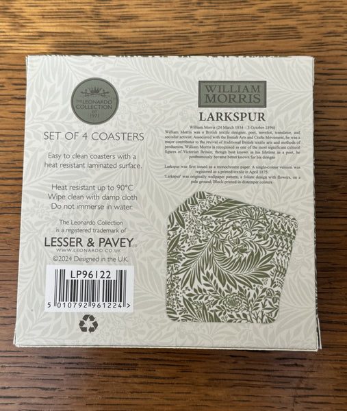Set of 4 William Morris Larkspur Coasters