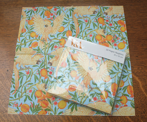 V & A Museum Cockatoo & Pomegranate 20 Paper Napkins 3 Ply