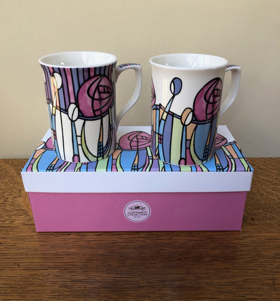 Set of 2 Charles Rennie Mackintosh Fine China Mugs