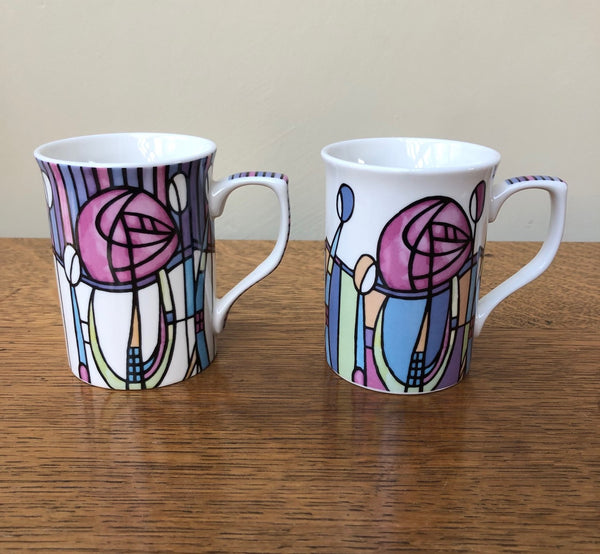 Set of 2 Charles Rennie Mackintosh Fine China Mugs