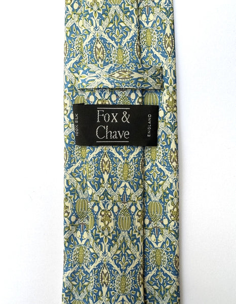 Fox & Chave William Morris Broche Blue Silk Tie