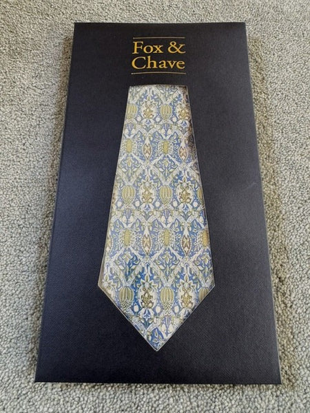 Fox & Chave William Morris Broche Blue Silk Tie