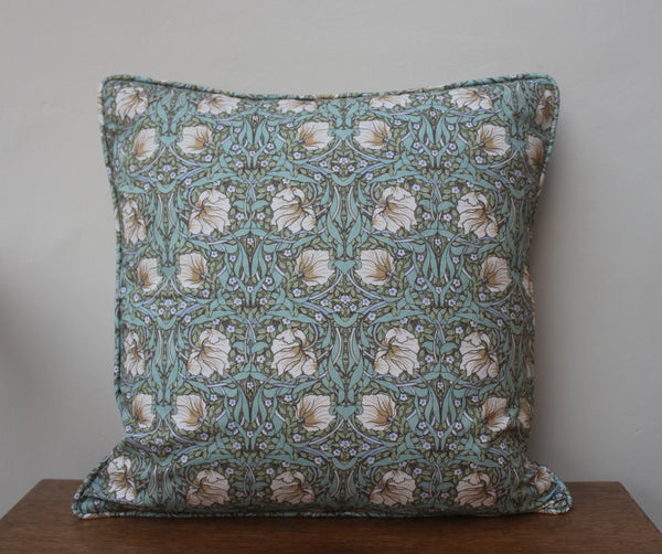William Morris Pimpernel Green Piped Edge Cushion Cover
