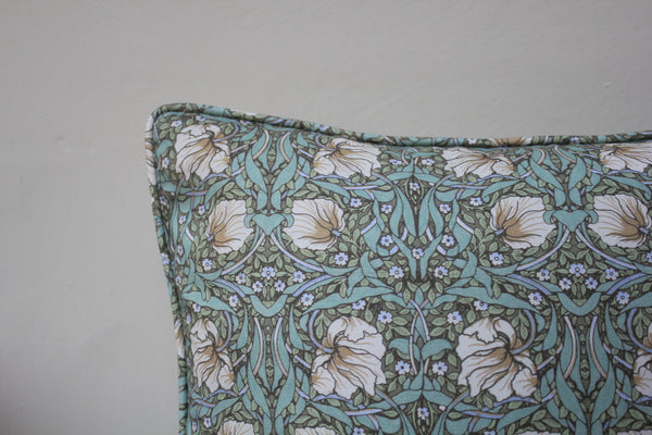 William Morris Pimpernel Green Piped Edge Cushion Cover