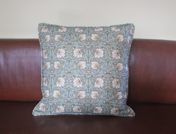 William Morris Pimpernel Green Piped Edge Cushion Cover