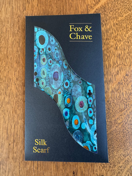 Fox & Chave Gustav Klimt Turquoise Silk Scarf