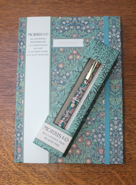 Morris & Co. Journaling Gift Set: Notebook, Pen & Pocket Mirror w/ William Morris Designs