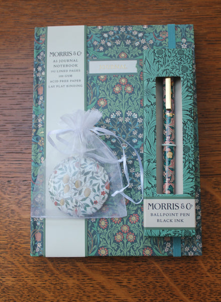 Morris & Co. Journaling Gift Set: Notebook, Pen & Pocket Mirror w/ William Morris Designs