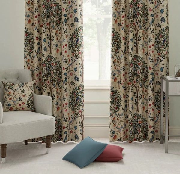 Pair of Kelmscott Tree Lined Curtains 190 cm x 183 cm - Morris & Co. fabric