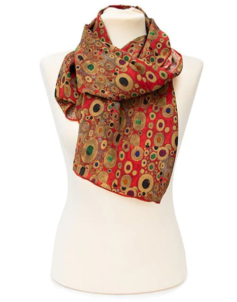 Fox & Chave Gustav Klimt Red Silk Scarf