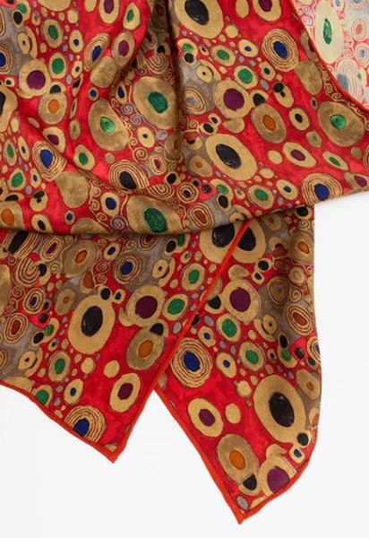Fox & Chave Gustav Klimt Red Silk Scarf