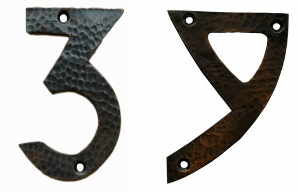 Arts & Crafts Style Copper House Number 9