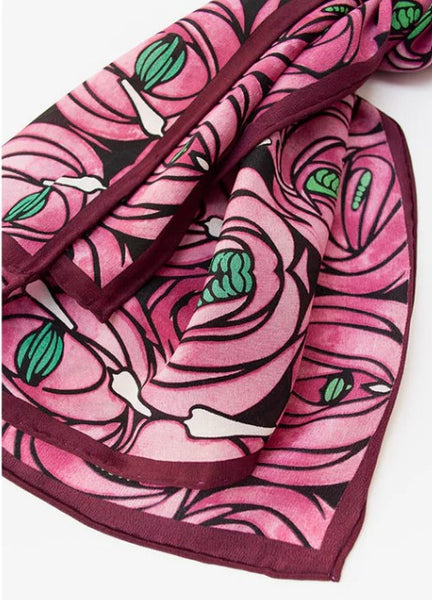 Fox & Chave Charles Rennie Mackintosh Rose & Teardrop Silk Scarf