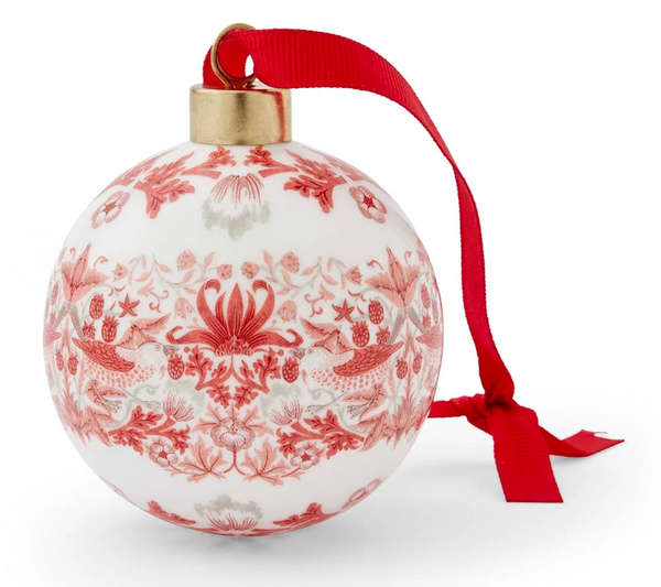Spode Morris & Co Strawberry Thief Madder Christmas Bauble