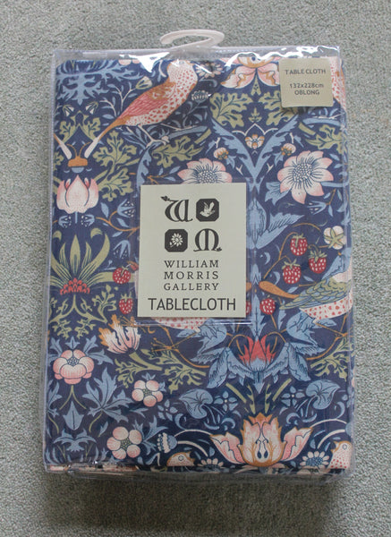 William Morris Strawberry Thief Navy Cotton Tablecloth 132 cm x 228 cm