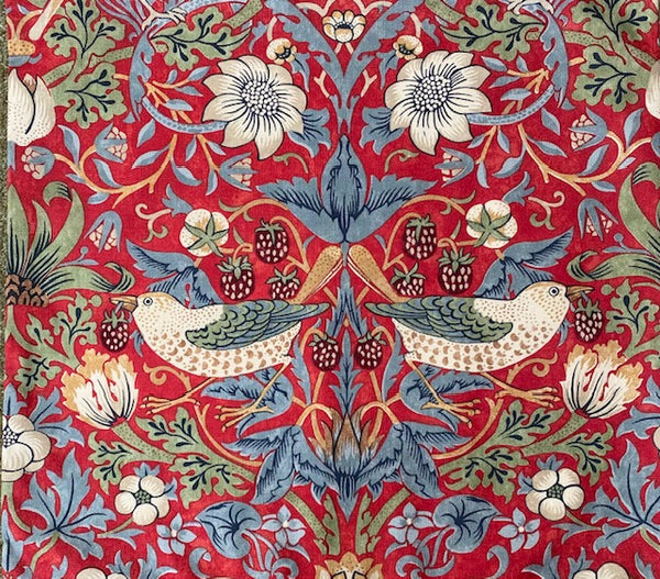 William Morris Strawberry Thief Crimson Cushion Cover: Morris & Co fabric