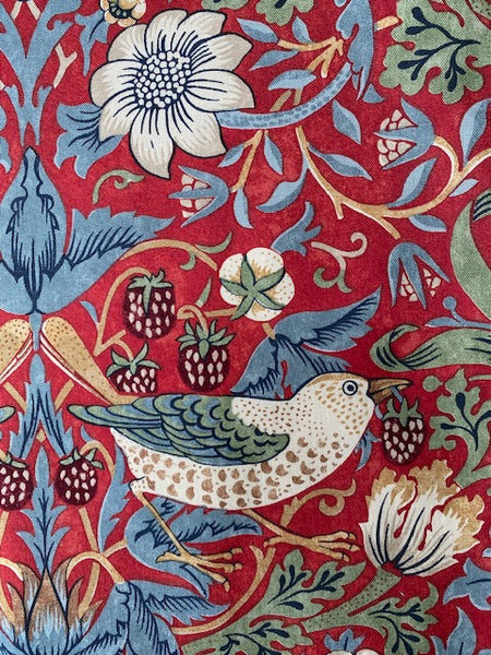 William Morris Strawberry Thief Crimson Lined Curtains 190 cm x 183 cm - Morris & Co. fabric