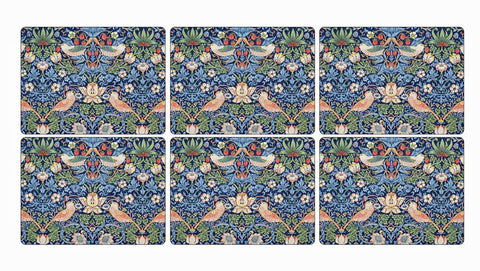 Opened - Set of 6 Morris & Co for Pimpernel Strawberry Thief Blue Placemats