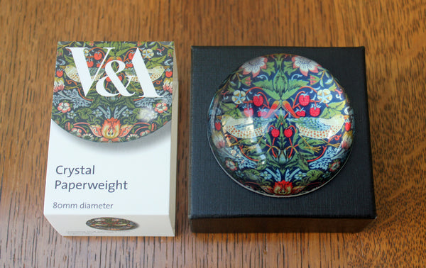 V & A Strawberry Thief Crystal Paperweight in Gift Box